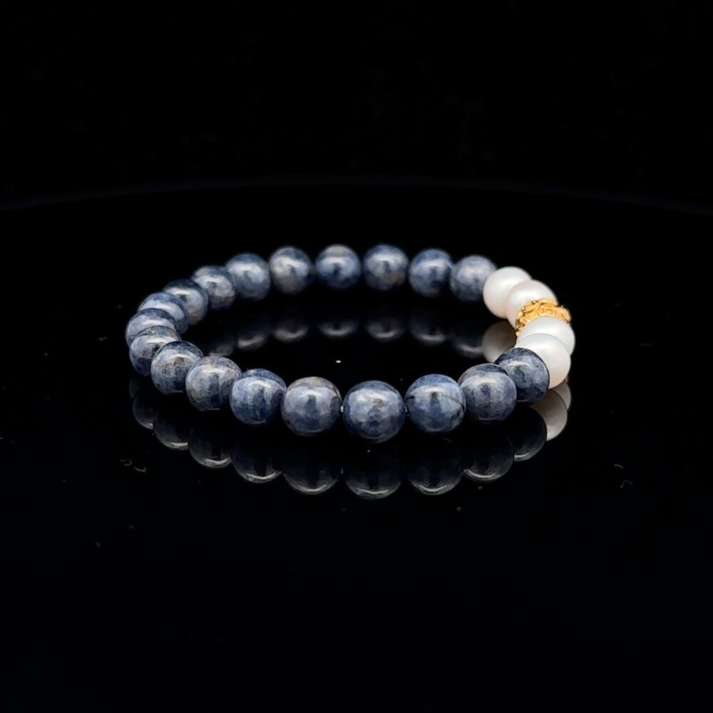 18K Gold Money Coin Ball Gemstones Birthstones Pearl Sapphire 6mm - Picture 4 of 7